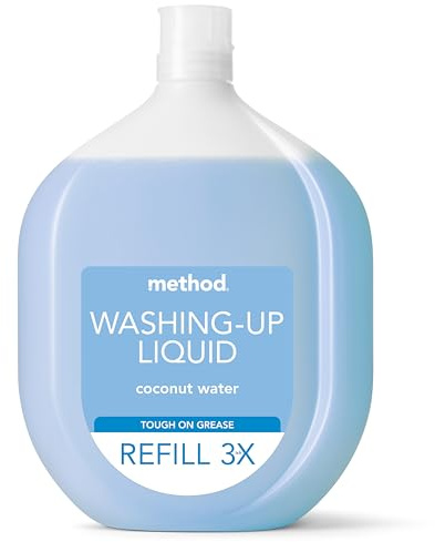 Method Washing Up Liquid Refill, Washing Up Soap, Tough on Grease and Grime, Fresh Coconut Water Scent,1 x 1L