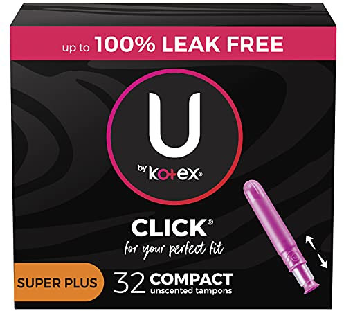 U by Kotex Tampones compactos, absorción Super Plus, sin perfume, 32 unidades