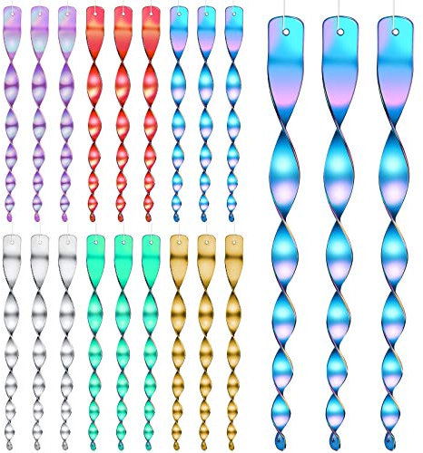 Hotop 18 Pieces Bird Scarers for Gardens 12 Inch Reflective Birds Deterrents Rod Hanging Bird Repellents Reflective Wind Spiral Pigeon Deterrent for Patio Lawn Yard House