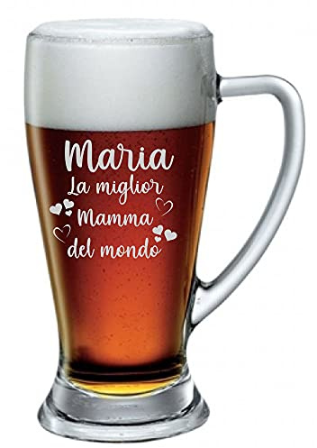 Colorfamily Boccale da Birra Mamma con Incisione Personalizzato Festa della Mamma La miglior Mamma del Mondo - Bicchiere in vetro 38 cl