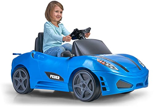 FEBER - My Hybrid Car 2x1, bil med 12 volt batteri och bil till pedaler, med 3 riktningar, bekväm, stabil och säker för barn, från 3 år gammal, Berömd (800013220)