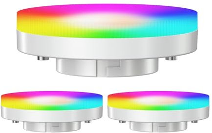 ledscom.de 3 Stück GX53 LED RGB Leuchtmittel, warmweiß - kaltweiß (2900-6100 K), 6,6 W, 670lm, 107°, Smart Home, WLAN, Alexa, matt