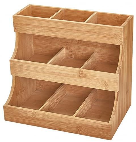 JOPLAX Organizador De Bolsitas De Té Vertical De Madera: Soporte para Bolsitas De Té Caja De Café De Madera para El Hogar, La Oficina, El Café, El Almacenamiento De Paquetes De Azúcar Y Cremas