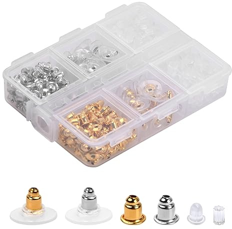 Volumoon Tuercas de Pendientes, 6 Estilos 500 Piezas Tapones de Pendiente Silicona, Transparente Cierres de Pendientes, Forma de Bala Estilo de Pendiente Universal Tapones, Joyería de Bricolaje