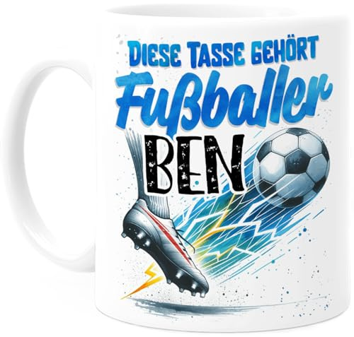 Cupdarling® Tasse Football Personnalisée - Tasse Enfant avec Prénom pour Garçon et Fille - Tasse de Noël - Mug Enfant - Gobelet Football en Céramique 330ml
