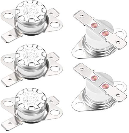 elektronischer Schalter KSD301 Thermostat, 195 °C/383 °F, 10 A, normal geschlossen, NC-Einstellung, Druckscheibe, Temperaturschalter for Mikrowelle, Kaffeemaschine, 5 Stück