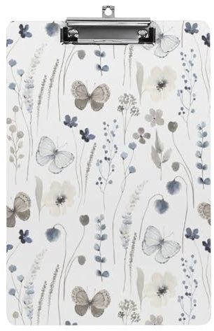 Porte-bloc léger en acrylique pour enfants, fleurs et papillons volants, format A4, peut contenir 21,6 x 31,8 cm pour enseignants, étudiants, femmes, hommes, filles, garçons