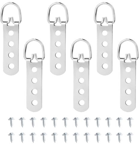 Makoto Nobu Lot de 6 Crochets Robustes Pour Cadres Photo, Crochets De Fixation Robustes à 4 Trous Anneaux En D, Idéal Pour Accrochage Sécurisé