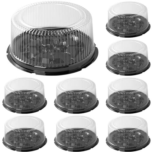 byepica Domo - Confezione da 20 contenitori per torte usa e getta con coperchio, in plastica, per torte da 25,4 cm, design sicuro, resistente alle fuoriuscite, perfetti per compleanni e celebrazioni,