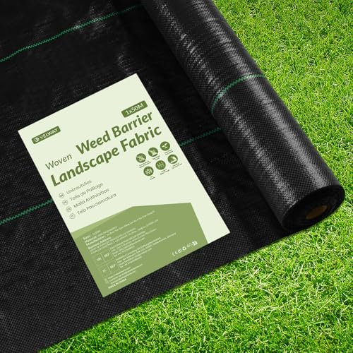 Velway Malla Antihierbas Jardin 1x50M - 100g/m² Tela para Control de maleza para Huerto Tejido Permeable al Agua Estabilización Rayos UV Barreras contra Malezas