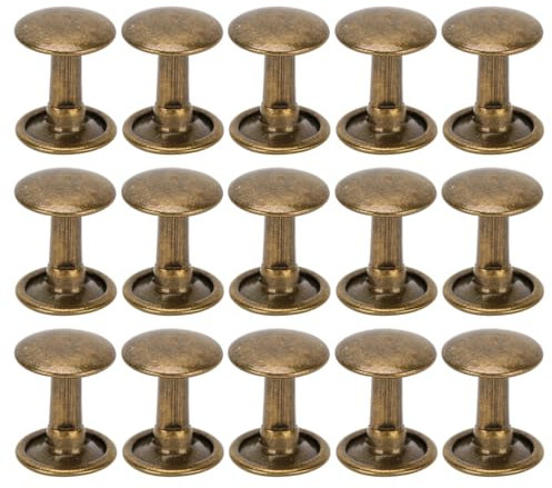 Grcfumo 200 set di rivetti a doppia testa, rivetti a testa rotonda, rivetti in pelle di ferro, rivetti artigianali per jeans, bottoni, pelle, scarpe, borse, abbigliamento, 10 x 10 mm (bronzo antico)