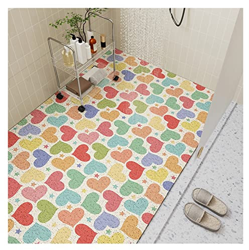 Badematte Nicht-Slip-Duschmatte Badezimmer Matte Duschbad Matte, Nicht rutsches PVC Loofah Badezimmer Fußpolster, benutzerdefinierte Größe ohne verblassende Schnittdrainage Türboden Pedal
