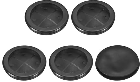 sourcing map 5Pcs Rubber Grommets 2-3/4 (70mm) Drill Hole, 2-3/8 (61mm) ID Single Sided Hole Plugs Ring Gasket for Firewall Cable Wire Protecting, Black