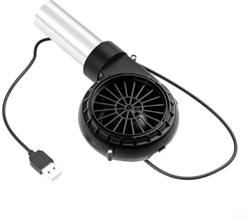 Ventilador de barbacoa de mano con alimentación USB para encendido rápido y flujo de aire mejorado en la parrilla y camping (velocidad no ajustable)