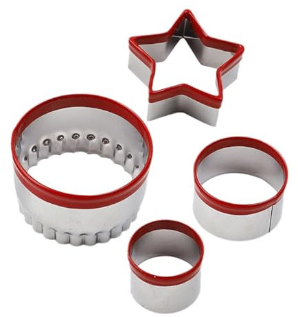 ABOOFAN 4piezas Cortadores De Galletas Moldes De Cocina Para Hornear Cortadores De Forma Redonda y Estrella Para Repostería y Decoración De Pasteles Perfectos Para Fiestas