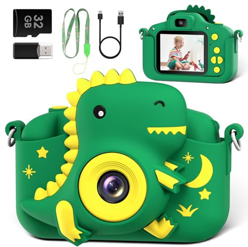 Appareil photo pour enfants, 1080PHD 2.0 pouces, Mini Rechargeable Appareil Photo Numérique Carte 32 Go Anniversaire pour Filles Garçons 3-10 Ans