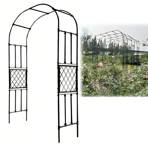 Arco de Jardín de Metal para Plantas Trepadoras, 1.4 1.8 2.0 2.4 2.8 3.0 m Enrejado de Rosas Para Uvas, Vides, Soporte Pérgola Exteriores, Tutor Cenadores Patio Decoración Terraza(W 2.5 xH 2.4m)