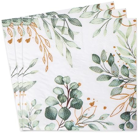 40 Stück Servietten Eukalyptus Grün - Servietten Hochzeit, Eukalyptus Papierserviette Einweg Napkins für Geburtstag Taufe Garten Hochzeit Party Tischdeko Kommunion