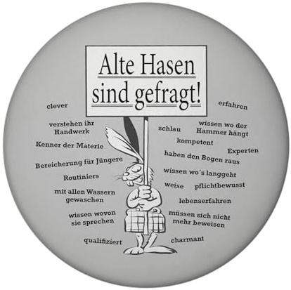 Alte Hasen sind gefragt! Magnet rund für Kühlschrank & Büro - lustiger Magnet
