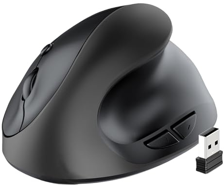 Fahoujs Souris Verticale sans Fil À Base Batterie avec Bouton Silencieux Souris Ergonomique pour Souris Travail Secours du Poignet