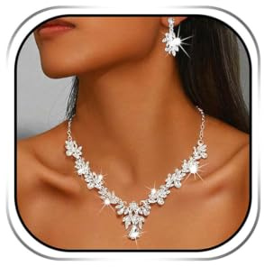 Evlry Brautschmuck-Set für Hochzeiten, Kristall-Strass-Halskette, Abschlussball-Kostümschmuck Halskette für Frauen (Silber, Einheitsgröße)