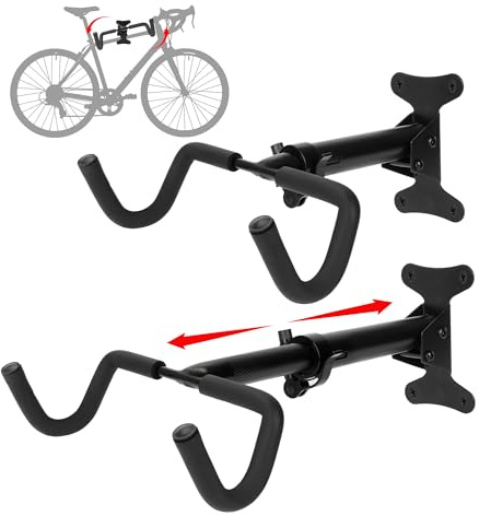 Bike Rack Garage, Bike Wall Mount, Bike Wall Mounted Holder Hook, Heavy-Duty Adjustable Bike Wall Rack, Hang Your Road, Mountain or Hybrid Bikes in Garage or Home, With EVA Foam Padded (2 Pack)