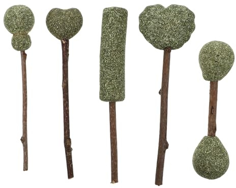 DECOMELODY 5 Pezzi Catnip Lollipops Naturali per Gatti Snack Masticabili per Pulizia Denti e Stimolazione Appetito Bastoncini Gatta per Gioco e Masticazione Varie Forme