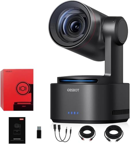 OBSBOT Tail 2 (NDI Activated) PTZR Camera 4K 60FPS, Zoom Ottico 5x | Zoom Ibrido 12x, Rilevamento Automatico AI 1/1,5 Pollici, Uscita Multipla HDMI/SDI/USB/IP, per Eventi dal Vivo in Chiesa