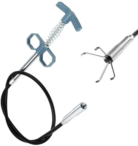 qjuwhua 90 cm Pince flexible à griffes - 1 pièce - Spirale de nettoyage de canalisations - Pince télescopique - Pour cuisine, salle de bain - Bleu