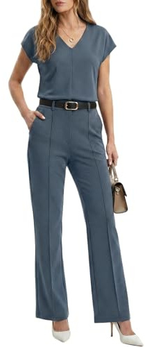 GRECERELLE Tracksuit Womens Full Set Airport Lounge Wear Sets 2 Piece Ladies Tracksuits Business Casual V Neck Tops and Jogging Bottoms with Pockets