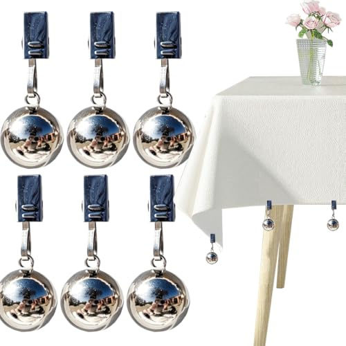YOUYIKE Poids pour Nappe, 68g Métal Fonte Poids Rideau avec Pince Accroche pour Rideaux Nappe Exterieure Interieur Terrasse Jardin (6 pièces)