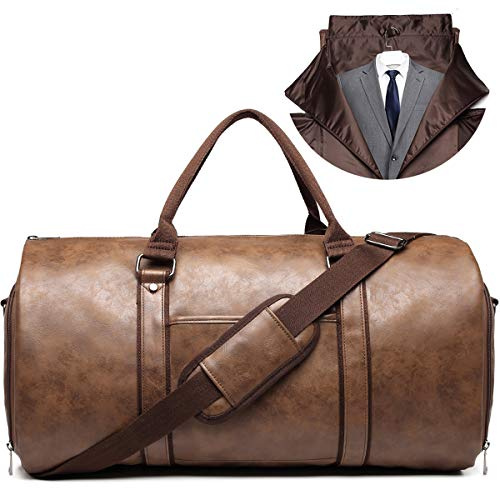 Handgepäck-Kleidersäcke für Reisen, Leder, wandelbar, Herrenanzug, Reisetaschen mit Schuhfach, wasserdicht, perfekt für Geschäftsreisen/Ehemann-Geschenke