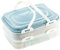Centi Récipient de fête, récipient à gâteaux, boîte de transport de nourriture XL avec 2 niveaux et poignées pliables, couleur : bleu