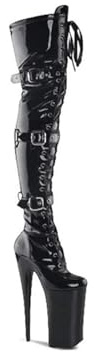TIKENBST tacchi donna Tacchi Alti 20CM Tacco Alto Sopra Il Ginocchio Stivali Stile Copertina Della Rivista Modello Di Ripresa Stivali Lunghi,Black-36