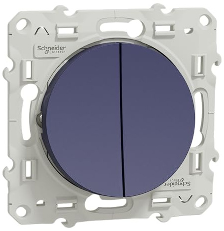 Schneider Electric S550214 Odace Doppel-Wechselschalter Cobalt, Schraubverschluss, Schnellkupplung