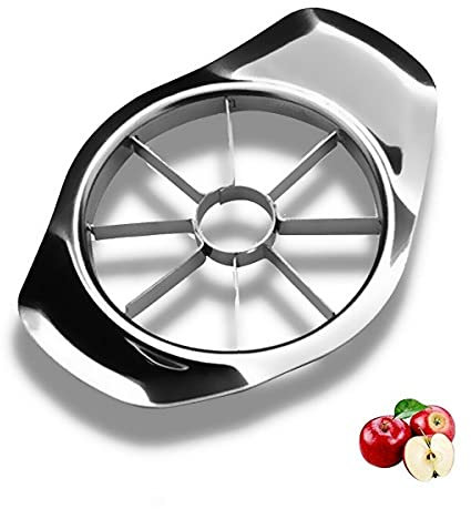 Stainless Steel Grip Handle Apple Slicer Corer Handheld Apple Pear Fruit Easy Slicer Peeler Fruit Cutter Divider (1 x Silver Stainless Steel Apple Slicer)