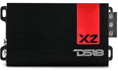 DS18 X2 Amplificador de audio ultra compacto para coche, clase D, 2 canales, rango completo, 1140 vatios de pico