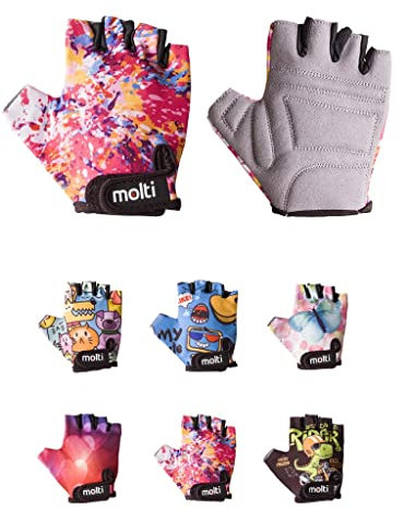 molti Fahrradhandschuhe Sporthandschuhe für Kinder Halbfinger Bike Fahrrad Handschuhe Wandern (XS, Bunt)