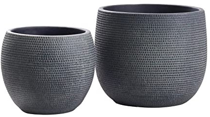 Olly & Rose Barcelona Keramik-Blumentopf-Set 2 – Pflanzgefäße für drinnen und draußen, Schwarz