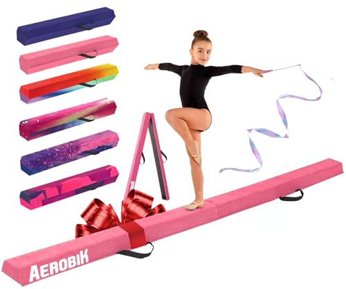 Aerobik – Barra de Gimnasia Plegable 240 cm Rosa – Niños y Adultos – Firme, Ligera, Antideslizante – Entrenamiento en Casa – Superficie Soft Touch de 3 capas – Original Corner