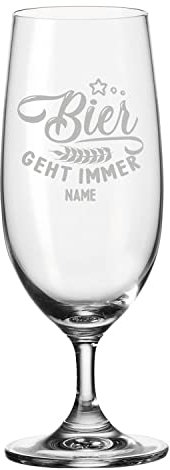 Leonardo Vaso de cerveza con grabado – cerveza va siempre – Personalizado con nombre – Tulipán de cerveza como regalo para conocedores de la cerveza – Idea de regalo para hombres para cumpleaños –