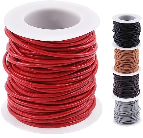 Sweet 1 rotolo da 2 mm x 10 m, corda in pelle bovina rotonda, per gioielli e lacci delle scarpe, braccialetti intrecciati, applicazioni versatili