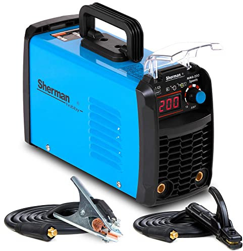 Sherman MMA 200 Speedy - 200A Inverter Elektroden Schweißgerät MMA mit WIG-Lift-Schweißmodus - ausgestattet mit Schweißschild und Hammer - IGBT-Technologie, Set: Solo