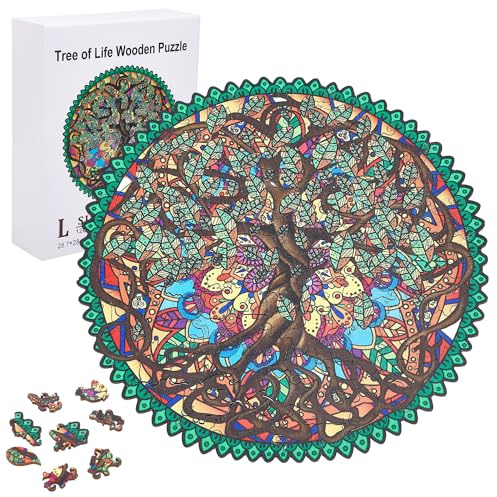 GLOBLELAND Holzpuzzle Erwachsene 120 Teile Holzpuzzles Baum des Lebens Wooden Puzzle Unregelmäßige Einzigartige Puzzle für Erwachsene Kreatives Weihnachten Geschenke 11.3x11.2 Zoll