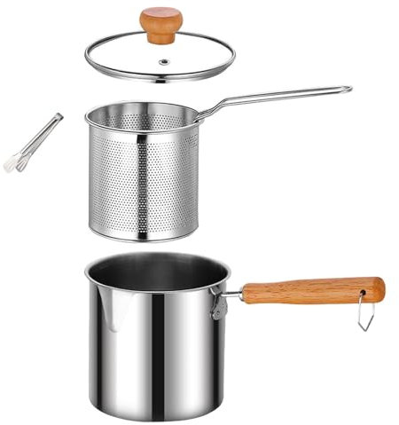 JISADER Friteuse domestique multifonctionnelle, à frire, petite batterie de cuisine, Tempura japonaise multifonctionnelle pour séchage en extérieur, Crépine de couvercle de pot