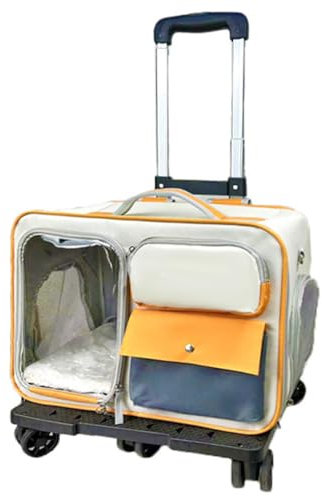 PJDDP Haustierträger -Rucksack,Rucksack Mit Räder Katzenträger,Rucksack Mit Netzlüftungsfenstern,Abnehmbarer Haustierträger Mit Abnehmbaren Rädern,Haustier Trolley Tasche Für Reisen