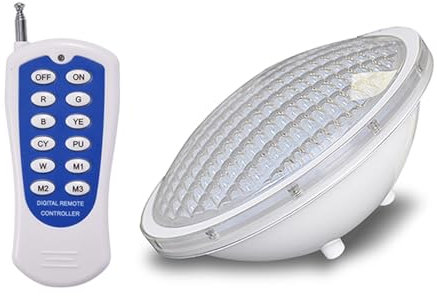 LGJEGD LED Schwimmbad Lampe Cup 12v IP68 Wasserdicht Par56 Birne eingebettet Pool Leuchte Lichtquelle (Color : RGB+12 Key Remote Control, Size : 18w)
