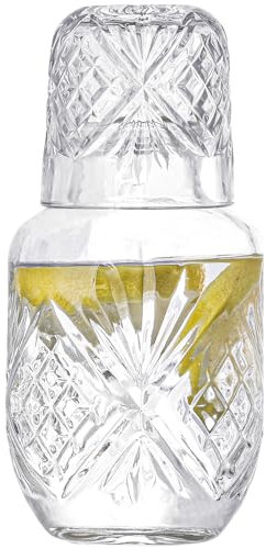 Chase Chic Vasos de Cristal Agua de Jarra Set, 20oz Transparencia Jarra Agua de 5.4oz Vasos de Cristal Agua Modernos para Mesita de Noche Cocina Mesa de Comedor, Modelo de Espada