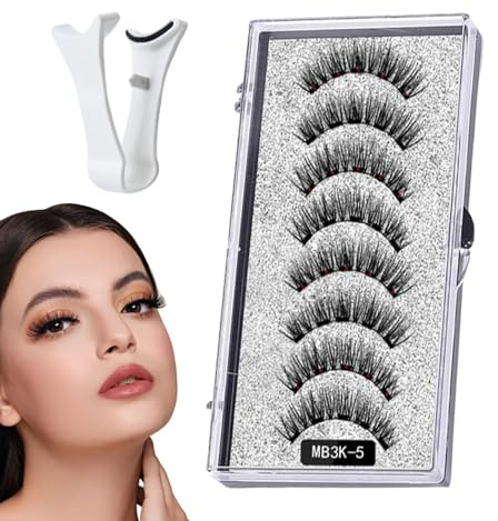 8 Stück magnetische Wimpern mit Applikator, wiederverwendbare magnetische Wimpern, natürlicher Look, kein Kleber erforderlich, falsche Wimpern, magnetisches Wimpern-Set, Wispy Lashes