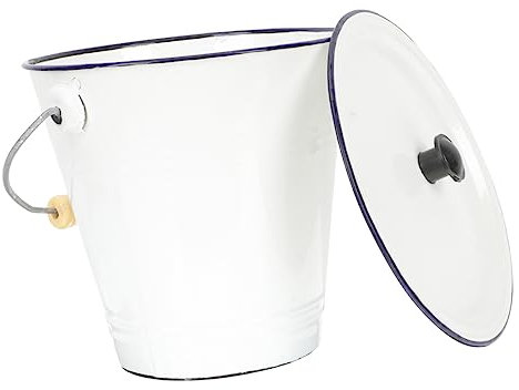 PHENOFICE Emaille Milchtopf Mit Deckel Flüssigkeitsbehälter Aus Emaille Material Kleiner Aufbewahrungs Eimer Für Waschküche Oder Party